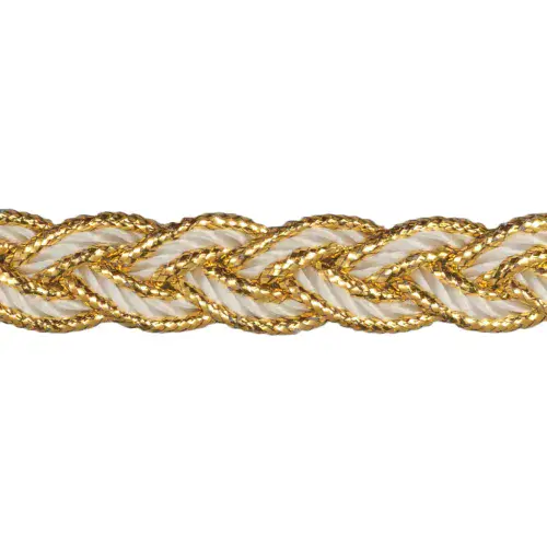 Rayon Braid Trim - 25m x 10mm White and Gold