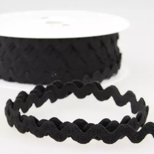 Ric Rac Cotton Trim - 25m x 10mm - Black ID: S1171D000\014