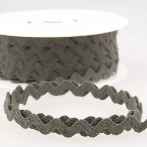 Ric Rac Cotton Trim - 25m x 10mm - Grey Black