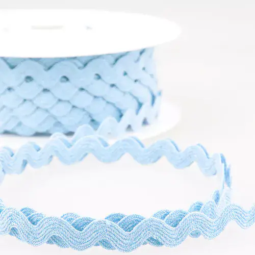 Ric Rac Cotton Trim - 25m x 10mm - Sky Blue
