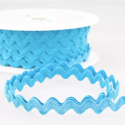 Ric Rac Cotton Trim - 25m x 10mm - Turquoise Blue