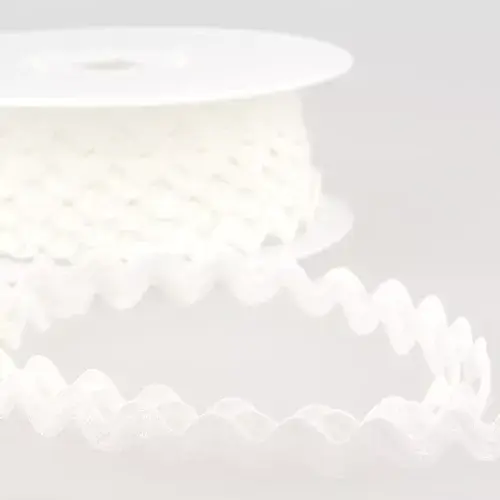 Ric Rac Cotton Trim - 25m x 10mm - White
