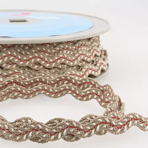 Ric Rac Pattern Trim - 25m x 13mm - Brown