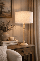 Ruth Column  Candlestick Table Lamp -  Mango Wood - 450mm High