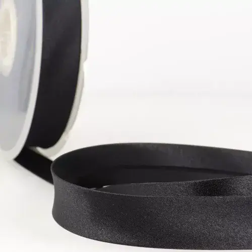 Satin Bias Binding Trim - 25m x 20mm - Black ID: S201D000\014