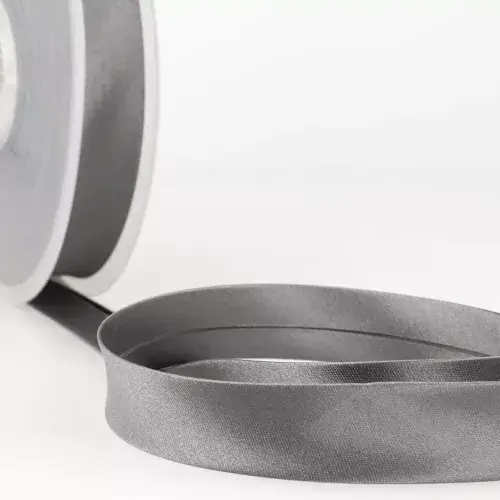 Satin Bias Binding Trim - 25m x 20mm - Grey Black