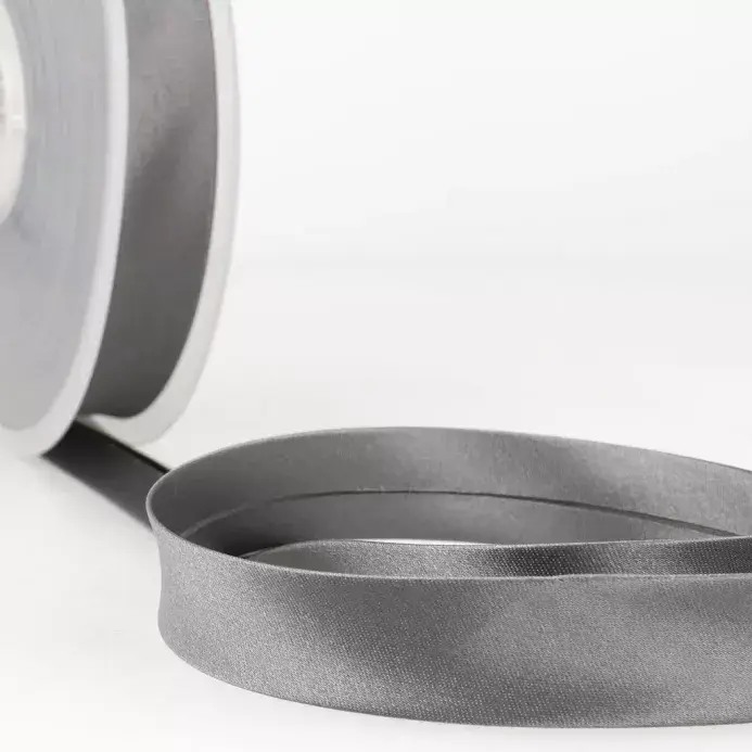 Satin Bias Binding | Grey Black | 25m x 20mm | Dannells