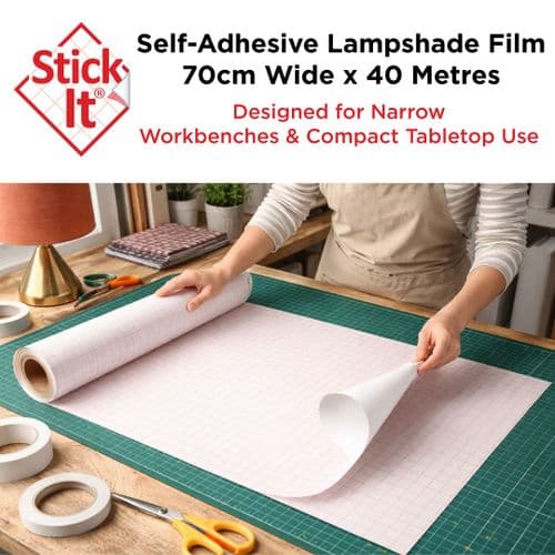 Self-Adhesive Lampshade PVC Film - White - 40 Metre Roll  x 70cm Wide- Stick-It ®