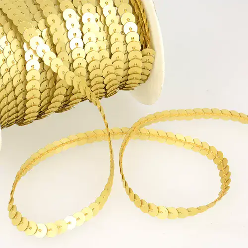 Sequin Braid Trim - Matt Gold 45m x 6mm