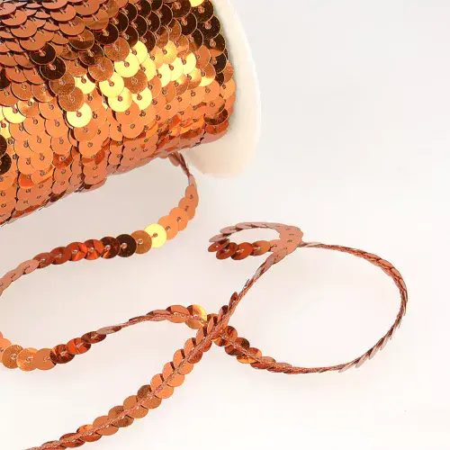 Sequin Braid Trim - Orange 45m x 6mm
