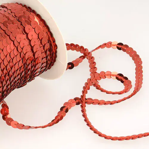 Sequin Braid Trim - Red 45m x 6mm