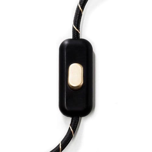 Single-pole In-line Black Switch With Bronze Button ID: INTRFMNEROTS