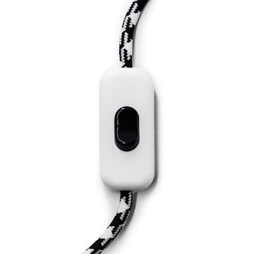 Single Pole In-line White  Switch With Black Button