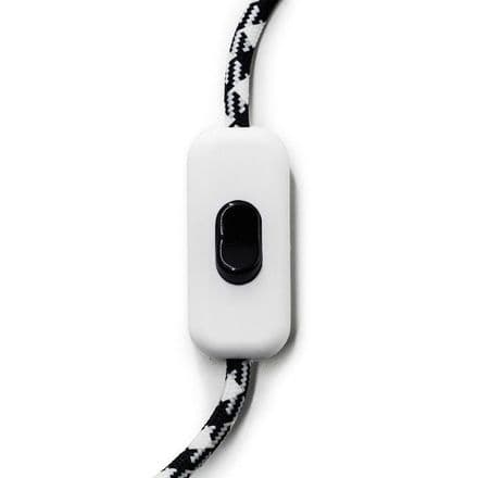 Single Pole In-line White Switch With Black Button