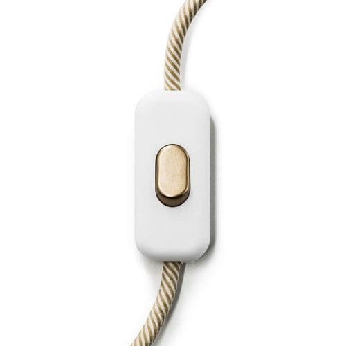Single Pole In-line White  Switch With Bronze Button