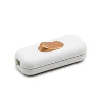 Single Pole In-line White  Switch With Copper Button
