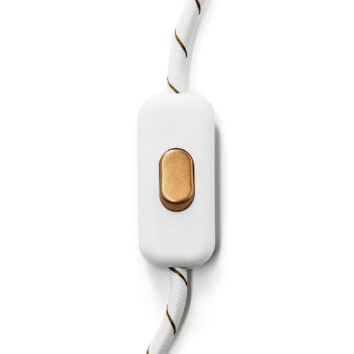 Single Pole In-line White  Switch With Copper Button