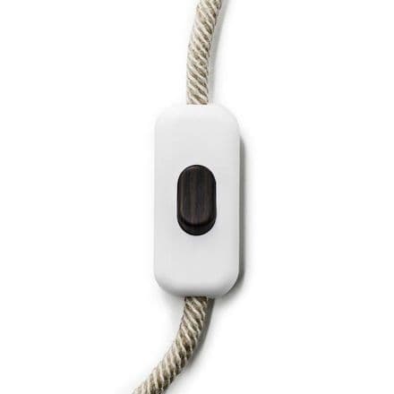 Single Pole In-line White Switch With Wenge Wood Effect Button