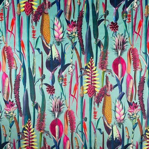 Supreme Printed Velvet - Botanical Duck Egg 148cm