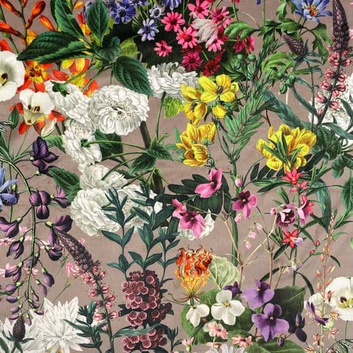 Supreme Printed Velvet - Summer Floral Dove 148cm ID: 6031