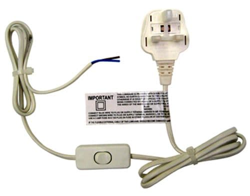 Switched White Cable with Plug-  (use with lamp holders) ID: 377
