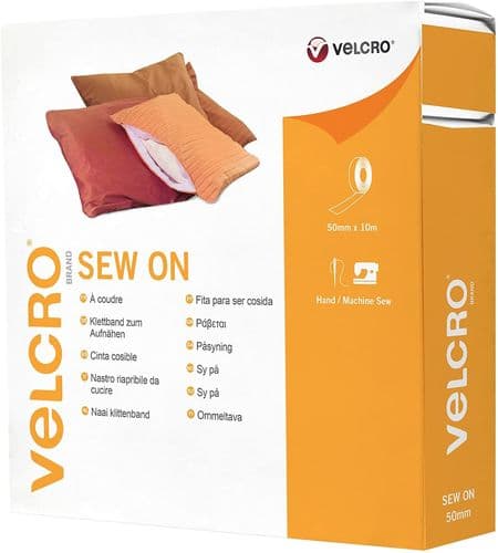 Velcro Hook & Loop Tape: Sew-On: 10m x 50mm: White ID: V60282