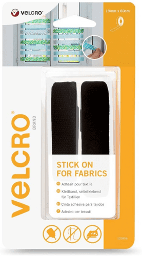 Velcro Hook & Loop Tape: Stick-On for Fabric: 60cm x 19mm: Black