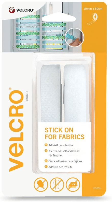 Velcro Hook & Loop Tape: Stick-On for Fabric : 60cm x 19mm: White