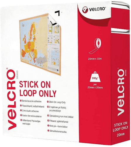 Velcro Loop Tape: Stick-On: 10m x 20mm: White