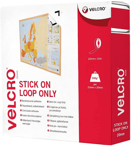 Velcro Loop Tape: Stick-On: 10m x 20mm: White