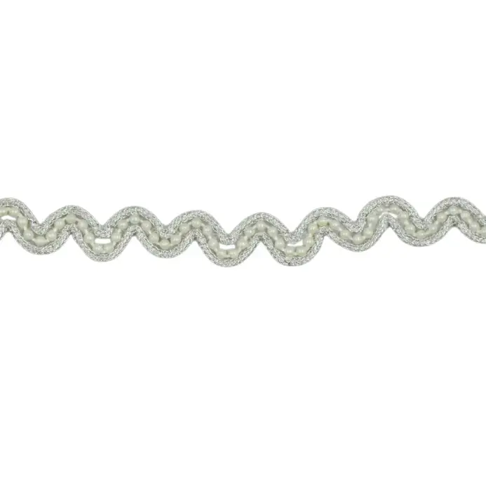 Wavy Beaded Trim Silver 12mm x 10mtrs