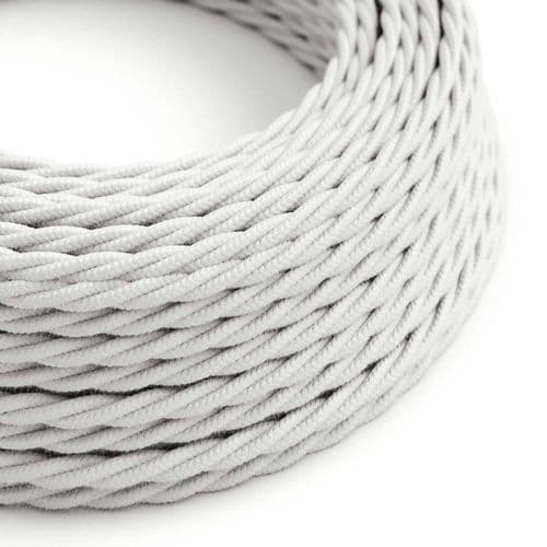 White Cotton Twisted 3-Core Textile Cable ID: XZ3TC01