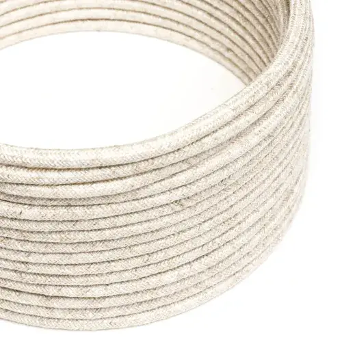 White Melange Linen 3-Core Textile Cable
