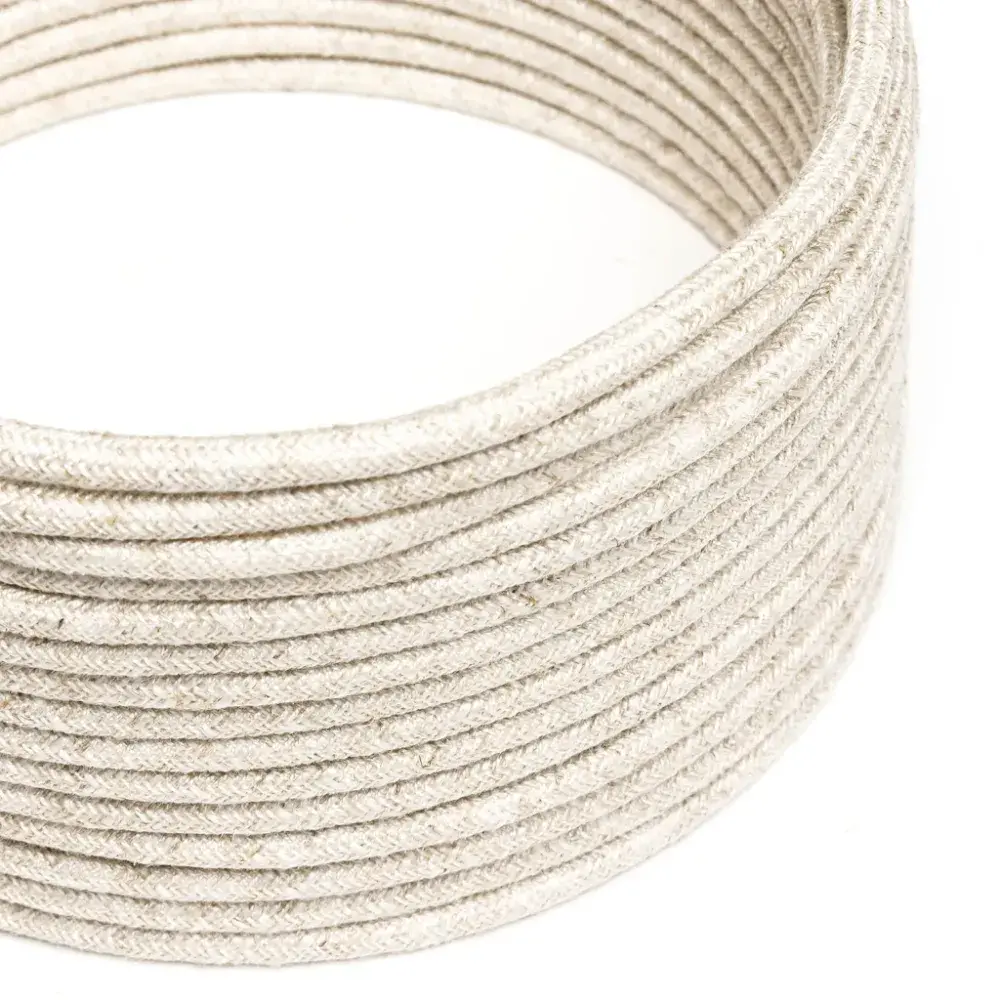 White Melange Linen 3-Core Textile Cable