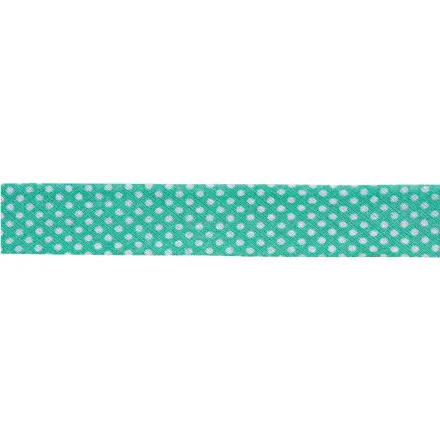 White Polka Dot Bias Binding Trim 20mm x 25m (Light Green)