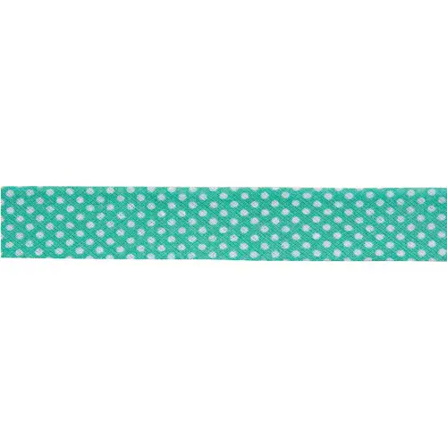 White Polka Dot Bias Binding Trim 20mm x 25m (Light Green)