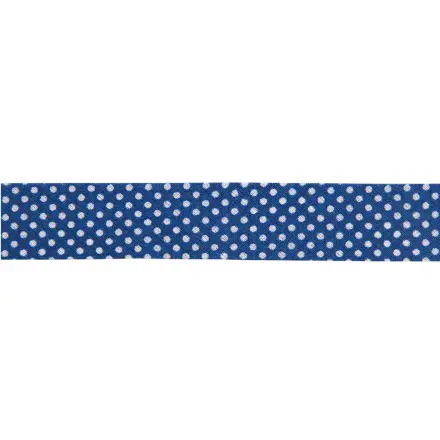 White Polka Dot Bias Binding Trim 20mm x 25m (Navy Blue)