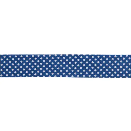 White Polka Dot Bias Binding Trim 20mm x 25m (Navy Blue)