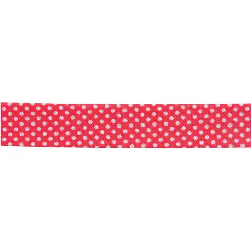 White Polka Dot Bias Binding Trim 20mm x 25m (Red)