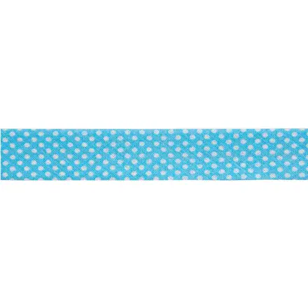 White Polka Dot Bias Binding Trim 20mm x 25m (Turquoise)