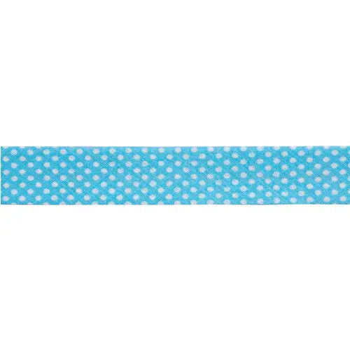 White Polka Dot Bias Binding Trim 20mm x 25m (Turquoise)