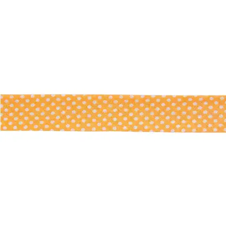 White Polka Dot Bias Binding Trim 20mm x 25m (Yellow)