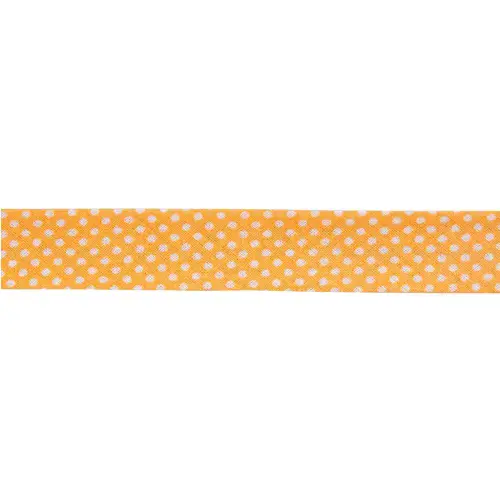 White Polka Dot Bias Binding Trim 20mm x 25m (Yellow)