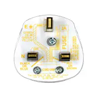 White UK 3-Pin Plug With 3A Fuse