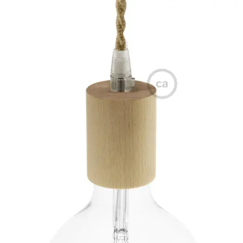 Wooden E27 Lamp Holder Kit - Neutral