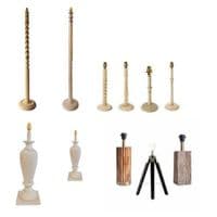 Wooden Table and Floor Lamps