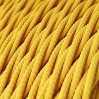 Yellow Rayon Twisted Textile Cable Assembly with Lamp Holder, Plug & Switch