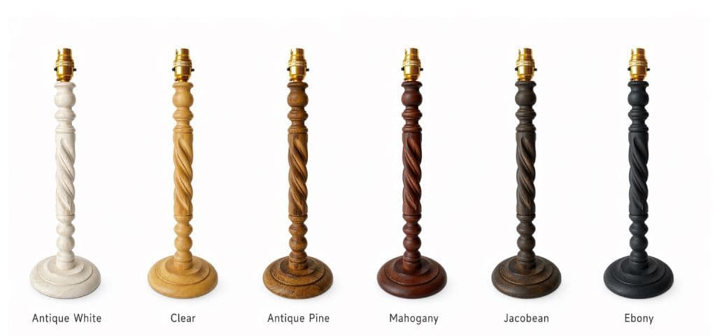 Lamp base shown in Danish Oil finish options
