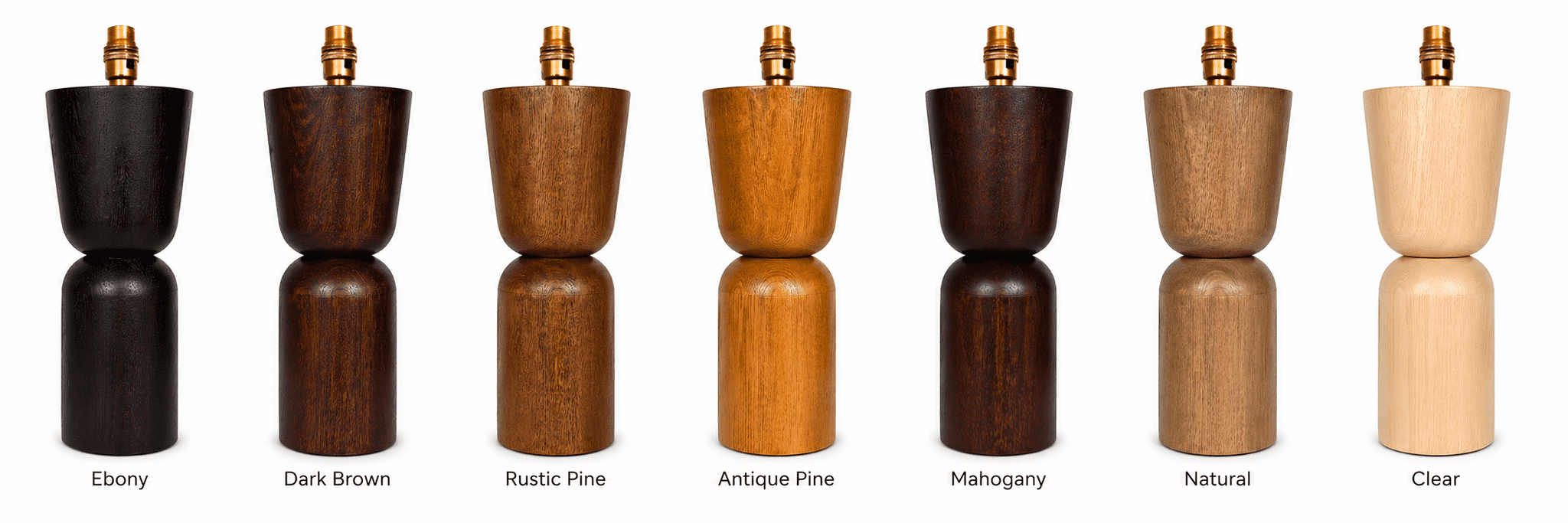 Lamp base shown in Danish Oil finish options