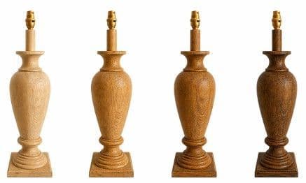 Lamp base shown in Danish Oil finish options